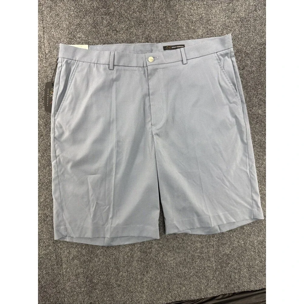 Greg Norman Golf Shorts Men’s 40 Slate Blue Houndstooth Stretch NWT